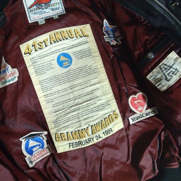 Vintage Avirex 41st Grammy Awards 1999 Leather Bomber Jacket - Picture 9 of 12